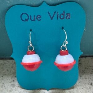 Bobber‎ Earrings Red White Floats